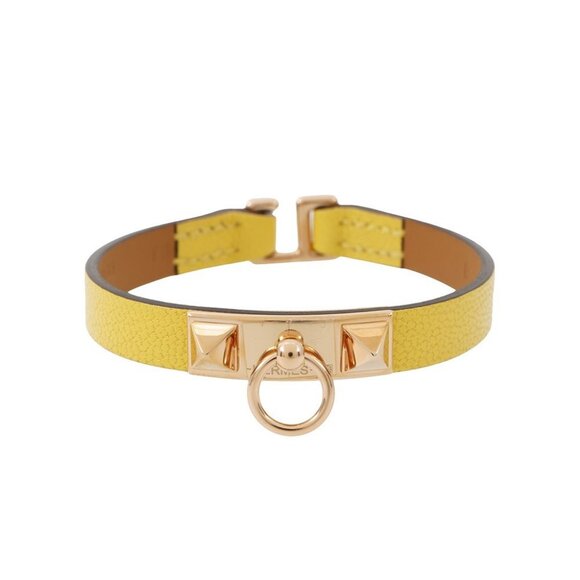 HERMES Rival Mini Bracelet Size T3 Swift Leather Jaune de Naples - Picture 2 of 12
